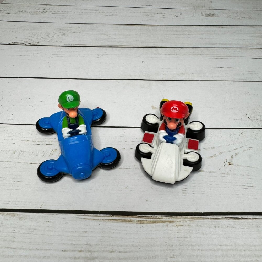 Mario & Luigi Kart Pull Back Cars Nintendo McDonald's Happy Meal Toys Vintage